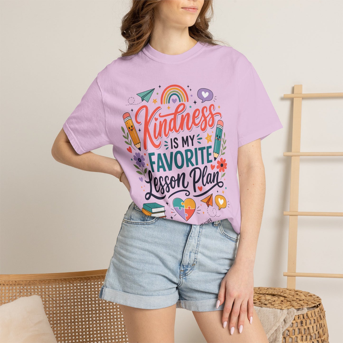 Kindness Is My Favorite Lesson Plan Unisex Garment-Dyed T-Shirt – Special Education Teacher Shirt | Cute SPED Teacher Gift | Inspirational School Tee