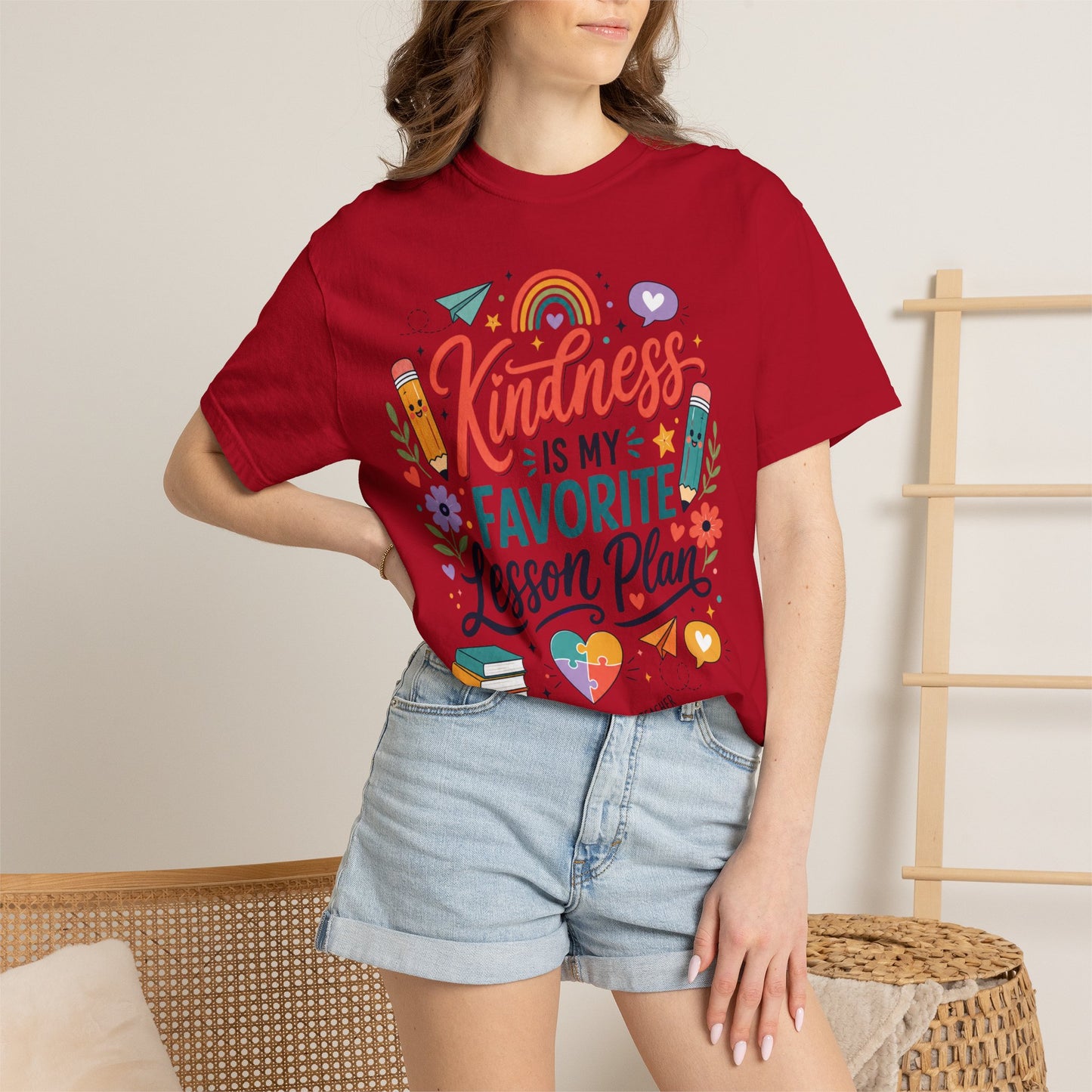 Kindness Is My Favorite Lesson Plan Unisex Garment-Dyed T-Shirt – Special Education Teacher Shirt | Cute SPED Teacher Gift | Inspirational School Tee