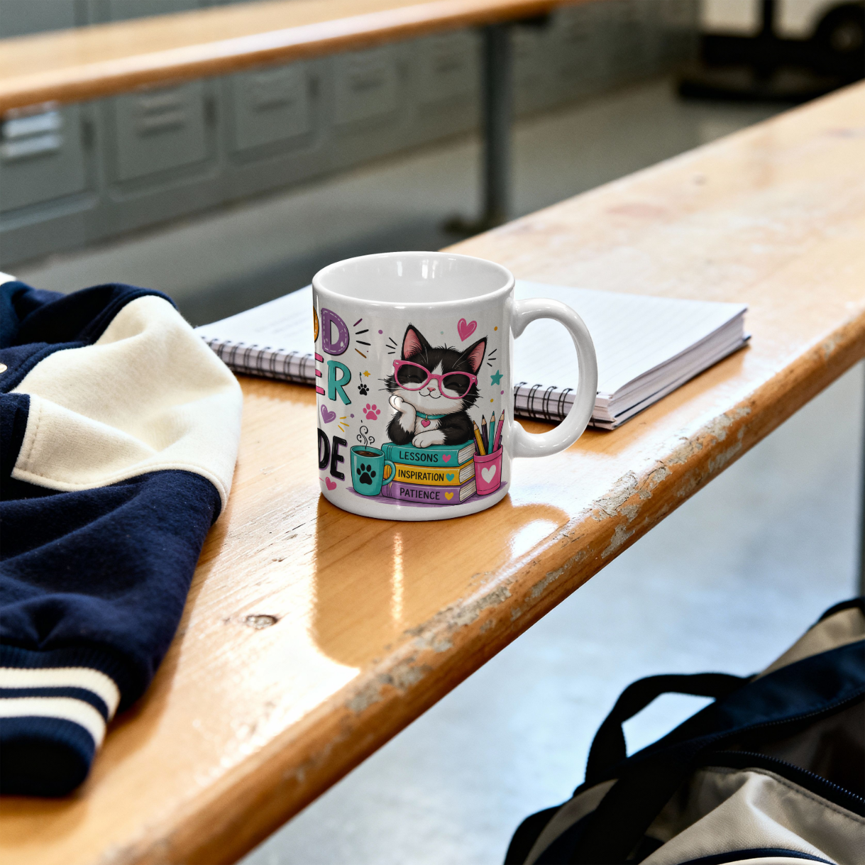 Cat Teacher Coffee Mug, 15oz – “Every Good Teacher Needs a Little Cat-titude” | Funny Teacher Gift for Cat Lovers