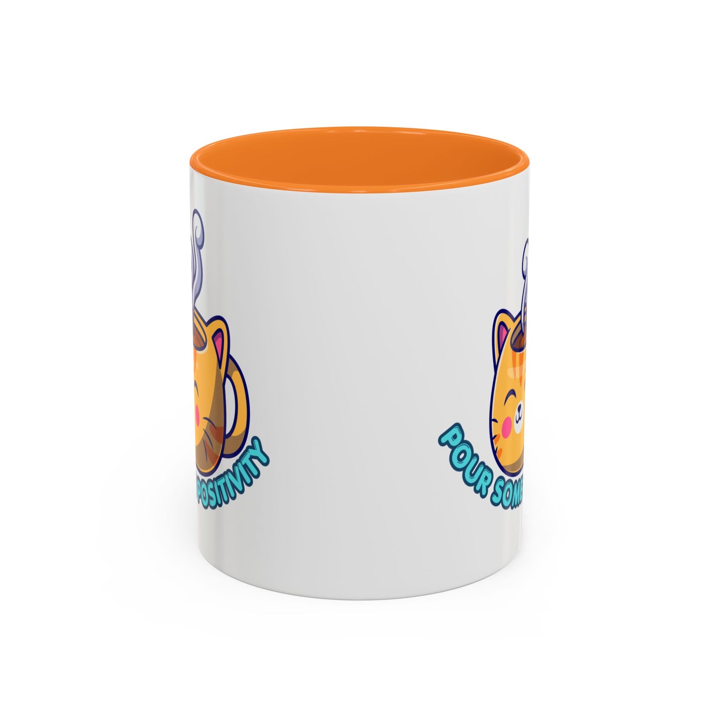 Cute Cat Coffee Mug – "Pour Some Positivity" Kawaii Ceramic Mug | Gift for Cat Lovers | 11oz