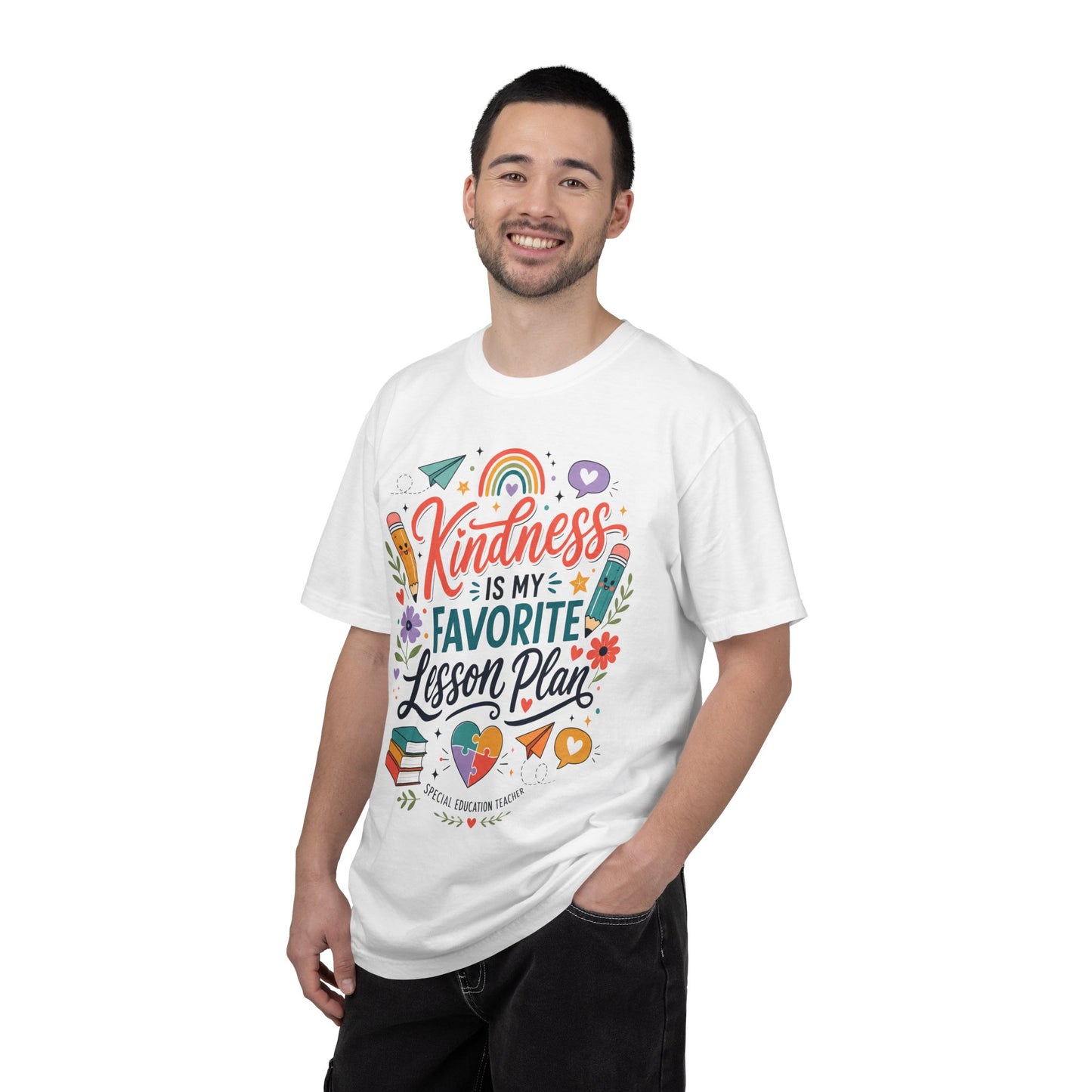 Kindness Is My Favorite Lesson Plan Unisex Garment-Dyed T-Shirt – Special Education Teacher Shirt | Cute SPED Teacher Gift | Inspirational School Tee