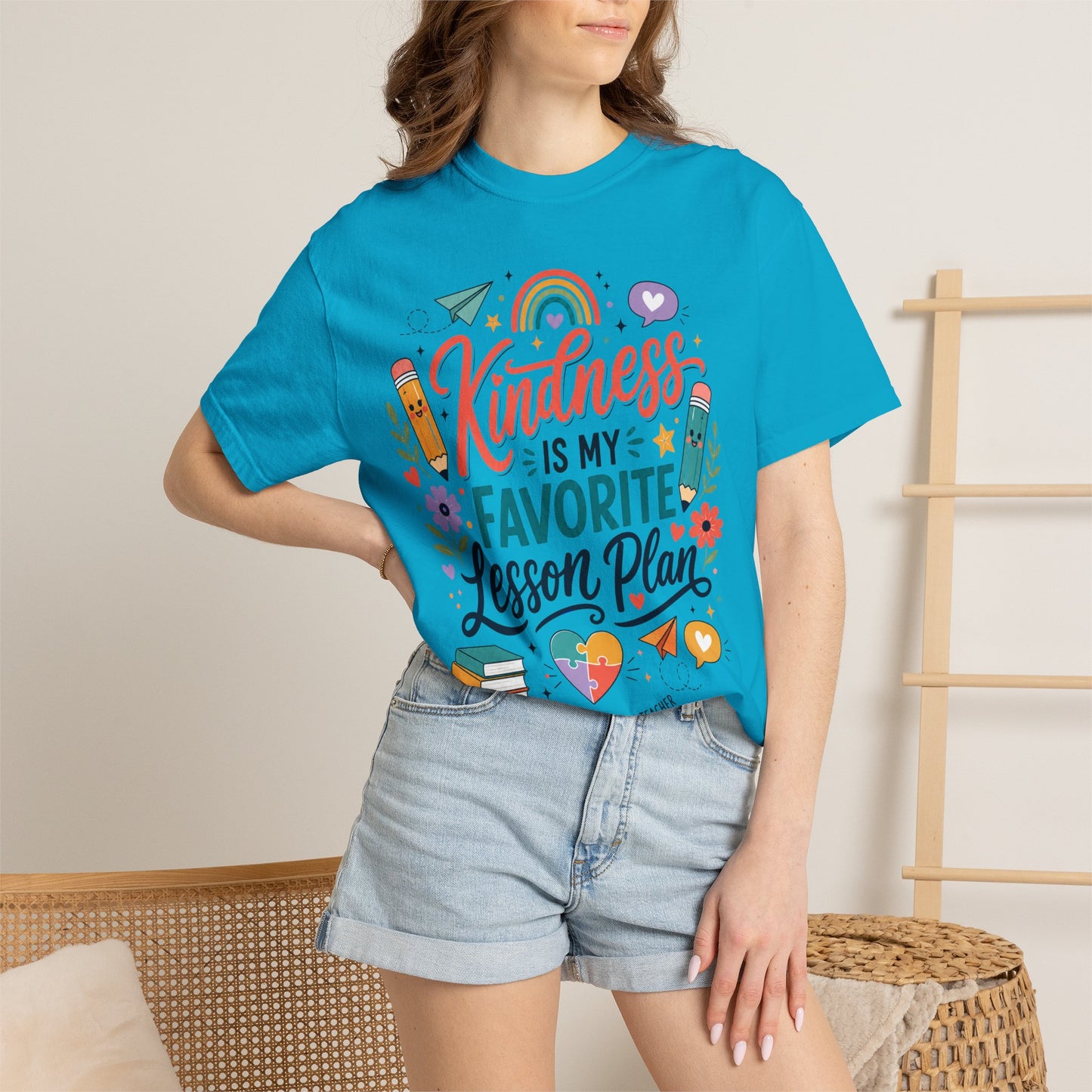 Kindness Is My Favorite Lesson Plan Unisex Garment-Dyed T-Shirt – Special Education Teacher Shirt | Cute SPED Teacher Gift | Inspirational School Tee