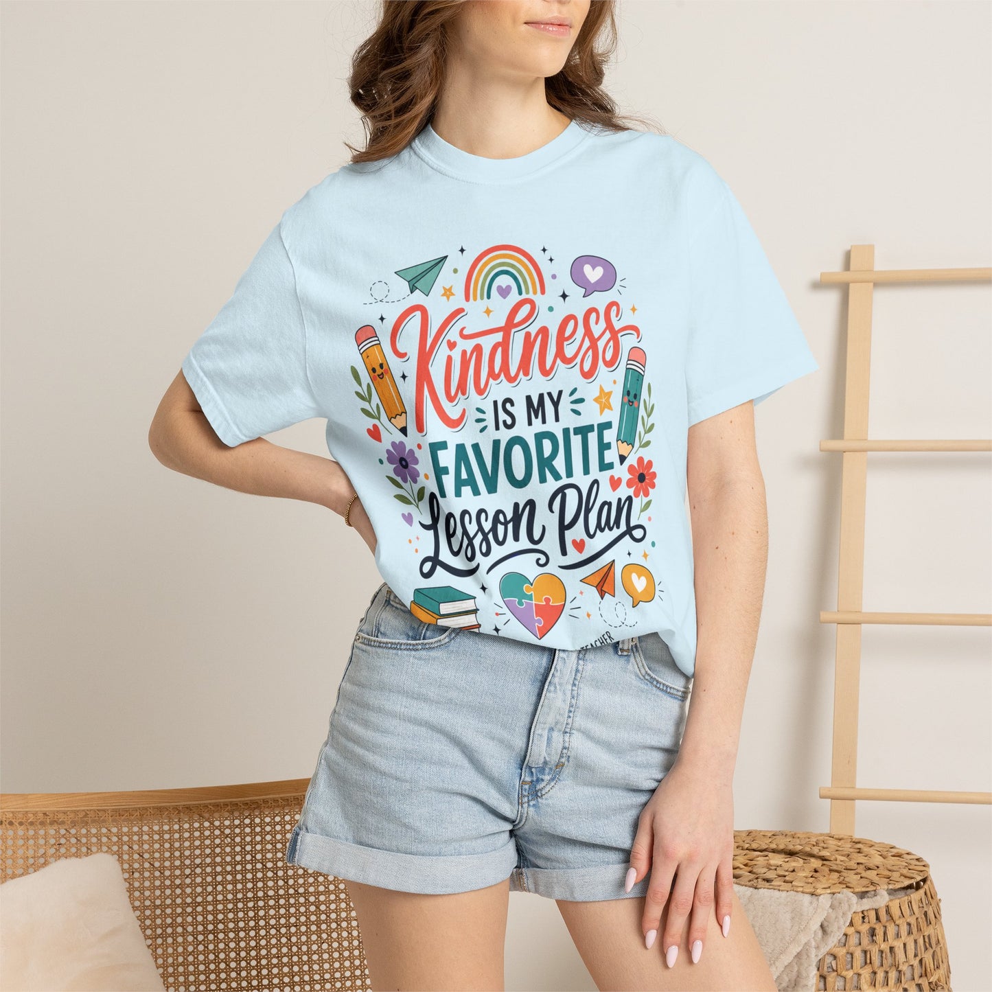 Kindness Is My Favorite Lesson Plan Unisex Garment-Dyed T-Shirt – Special Education Teacher Shirt | Cute SPED Teacher Gift | Inspirational School Tee
