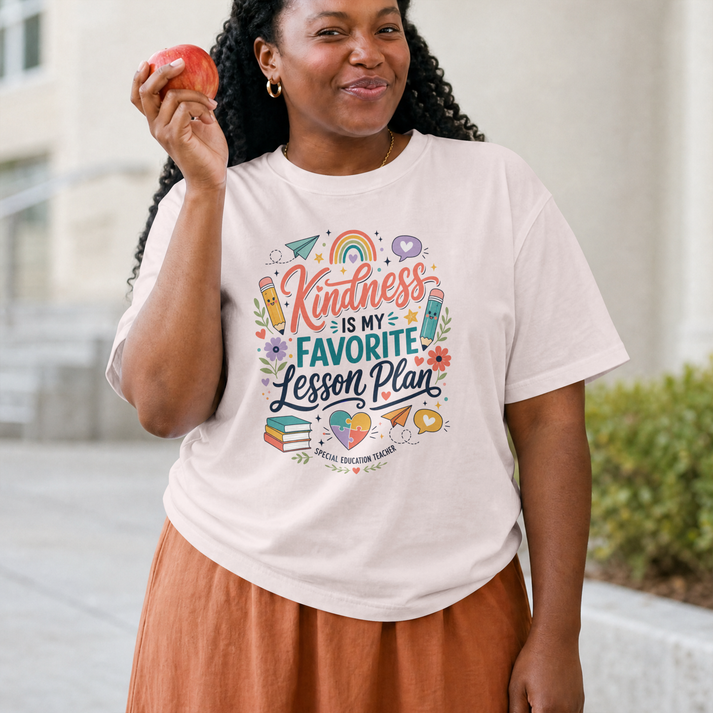 Kindness Is My Favorite Lesson Plan Unisex Garment-Dyed T-Shirt – Special Education Teacher Shirt | Cute SPED Teacher Gift | Inspirational School Tee
